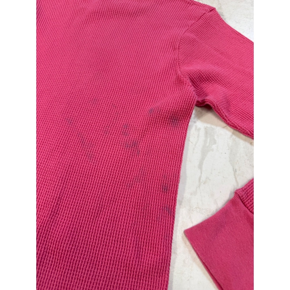 Fruit of the Loom Thermal Shirt Mens Large Pink Good Vintage 70s Waffle Knit - Picture 5 of 5
